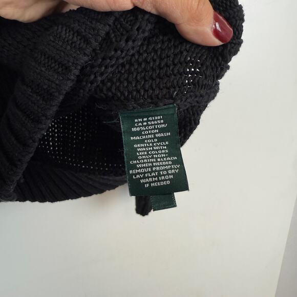 Lauren Ralph Lauren Cotton Knit Button Front Cardigan Sweater Black - S - Picture 4 of 7